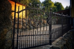 Kovaná vstupní brána s kruhovým ornamentem